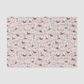 Hand Drawn Christmas Geese Pink Tissue Paper Seidenpapier (Vorderseite)