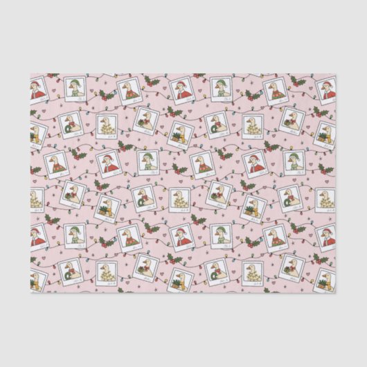 Hand Drawn Christmas Geese Pink Tissue Paper Seidenpapier (Vorderseite)