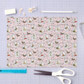 Hand Drawn Christmas Geese Pink Tissue Paper Seidenpapier (Handwerk)