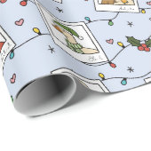 Hand Drawn Christmas Geese - Wrapping Paper Roll Geschenkpapier (Rolleneckpunkt)