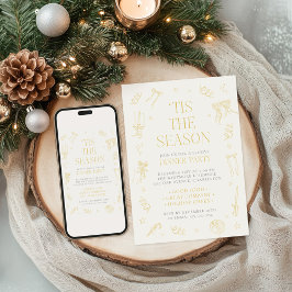 Hand Drawn Christmas Holiday Dinner Party Invite Feiertagskarte