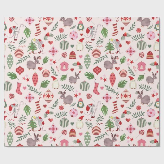 Hand-drawn Christmas Icons Wrapping Paper Geschenkpapier (Flach)