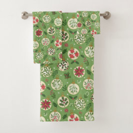 Hand Drawn Christmas Ornaments Bath Towel Set