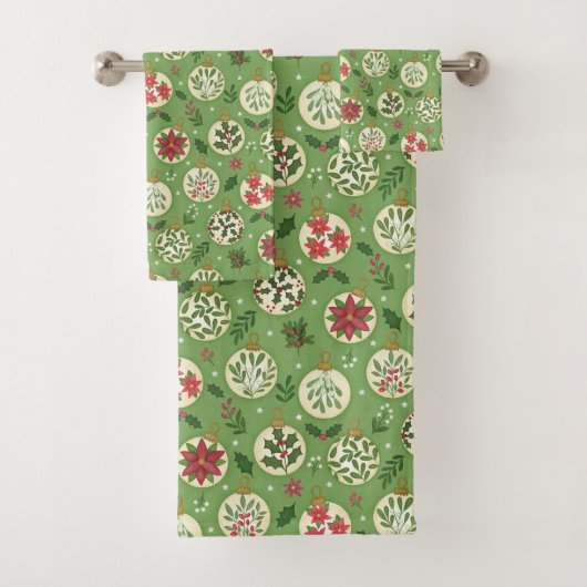Hand Drawn Christmas Ornaments Bath Towel Set (Insitu)