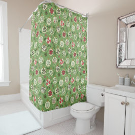 Hand Drawn Christmas Ornaments Shower Curtain Duschvorhang