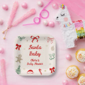Hand Drawn Christmas Santa Baby Baby Shower Pappteller (Party)