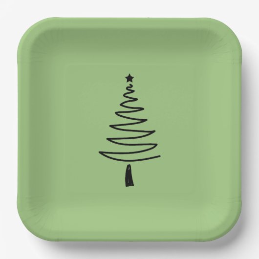 Hand Drawn christmas tree Pappteller (Vorderseite)