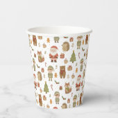 Hand Drawn Christmas Woodland Paper Cups Pappbecher (Rückseite)