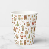 Hand Drawn Christmas Woodland Paper Cups Pappbecher (Vorderseite)