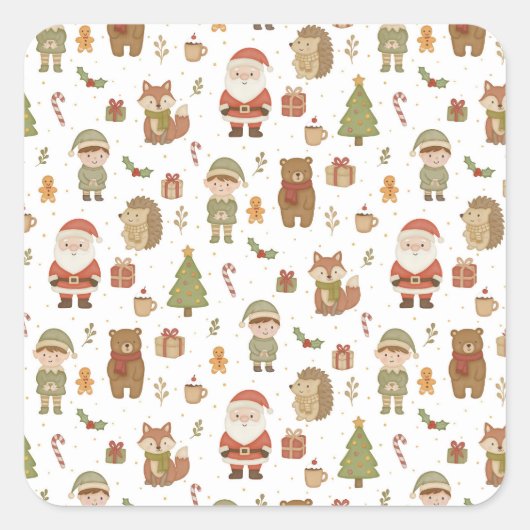 Hand Drawn Christmas Woodland Sticker (Vorderseite)