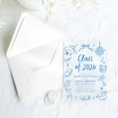 Hand Drawn Class of 2026 Blue Graduation Party Acryleinladungen