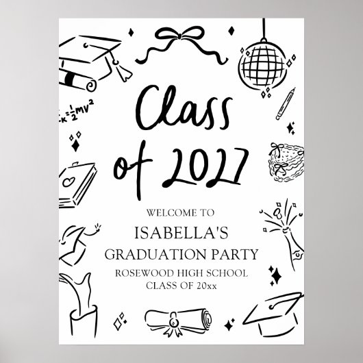 Hand Drawn Class of 2027 Graduation Party Welcome Poster (Vorne)