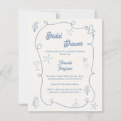 Hand drawn coastal blue Bridal Shower invitation (Vorderseite)