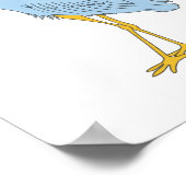 Hand-Drawn Coastal Blue Heron Illustration Art Poster (Ecke)