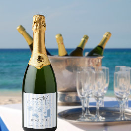 Hand Drawn Coastal Cowgirl Beach Club Bachelorette Schaumweinetikett