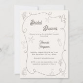 Hand drawn coastal ivory taupe sand Bridal Shower Einladung (Vorderseite)