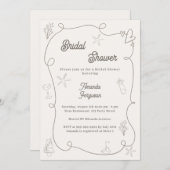 Hand drawn coastal ivory taupe sand Bridal Shower Einladung (Vorne/Hinten)