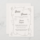 Hand drawn coastal sand Bridal Shower invitation (Vorne/Hinten)