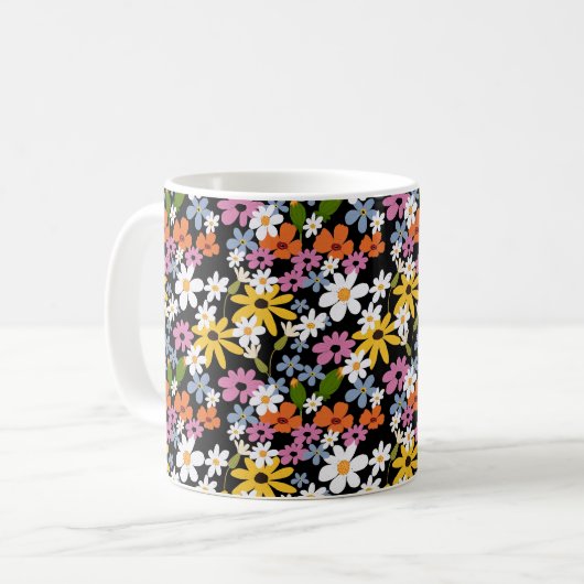 Hand-drawn Colorful Botanical Seamless Pattern Kaffeetasse (Vorderseite Links)