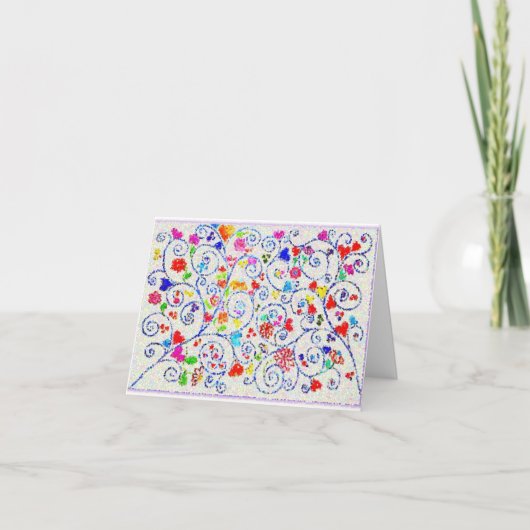 Hand Drawn Colorful Floral Swirl Pattern Dankeskarte (Vorderseite)