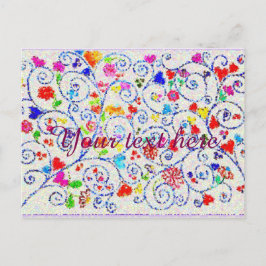 Hand Drawn Colorful Floral Swirl Pattern Einladungspostkarte