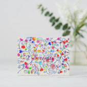 Hand Drawn Colorful Floral Swirl Pattern Postkarte (Stehend Vorderseite)