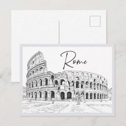 Hand drawn Colosseum Rome Italy Landmark Postkarte (Vorne/Hinten)