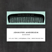 Hand-drawn Comb Aqua & Black Hair Stylist Mini Visitenkarte