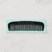 Hand-drawn Comb Aqua & Black Hair Stylist   Mini Visitenkarte (Vorderseite)