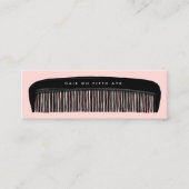 Hand-drawn Comb Pink & Black Hair Stylist Mini Visitenkarte (Vorderseite)