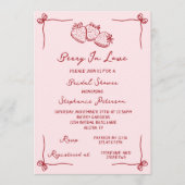 Hand Drawn Coquette Berry In Love Bridal Shower Einladung (Vorderseite)