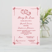 Hand Drawn Coquette Berry In Love Bridal Shower Einladung (Stehend Vorderseite)