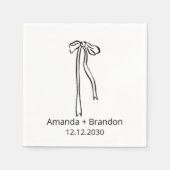 Hand Drawn Coquette Bow Wedding Serviette (Vorderseite)