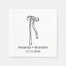 Hand Drawn Coquette Bow Wedding Serviette
