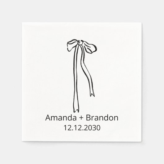 Hand Drawn Coquette Bow Wedding Serviette (Vorderseite)