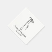 Hand Drawn Coquette Bow Wedding Serviette (Ecke)