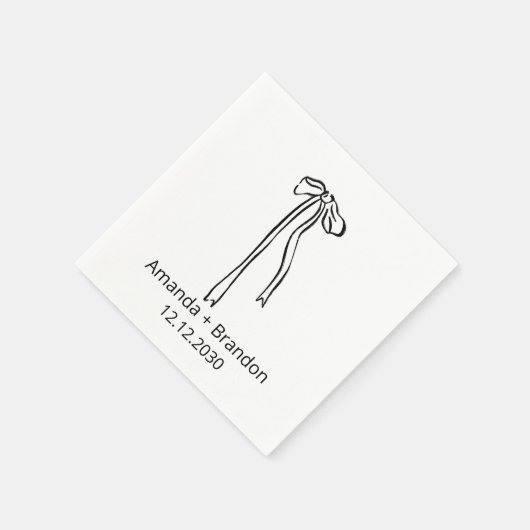 Hand Drawn Coquette Bow Wedding Serviette (Ecke)