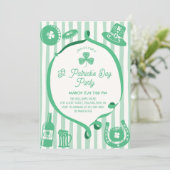 Hand Drawn Coquette Frame Stripes St Patrick's Day Einladung (Stehend Vorderseite)