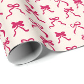 Hand-Drawn Coquette Red Bows Ribbon Valentine Geschenkpapier (Rolleneckpunkt)