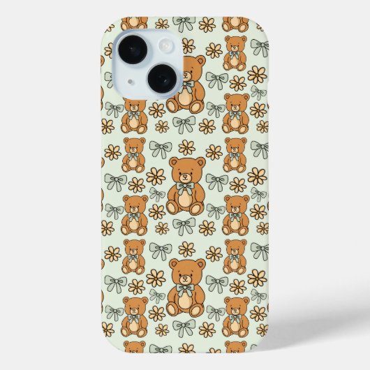 Hand-Drawn Coquette Teddy Bears Seamless Pattern Case-Mate iPhone Hülle (Rückseite)