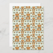 Hand-Drawn Coquette Teddy Bears Seamless Pattern Einladung (Vorne/Hinten)