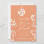 Hand Drawn Coral Romantic Whimsical Photo Wedding Save The Date (Rückseite)
