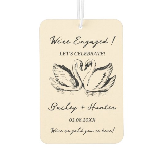 hand drawn Couple Swan Whimsical Wedding Autolufterfrischer (Rückseite)