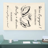 hand drawn Couple Swan Whimsical Wedding Banner (Messe)