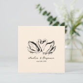 hand drawn Couple Swan Whimsical Wedding Einladung (Stehend Vorderseite)