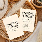hand drawn  Couple Swan Whimsical Wedding Einladung