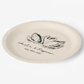hand drawn Couple Swan Whimsical Wedding Pappteller (Schrägansicht)