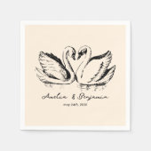 hand drawn Couple Swan Whimsical Wedding Serviette (Vorderseite)