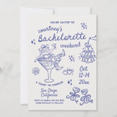 Hand Drawn Cowgirl Bachelorette Weekend Einladung (Vorderseite)