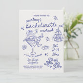 Hand Drawn Cowgirl Bachelorette Weekend Einladung (Stehend Vorderseite)